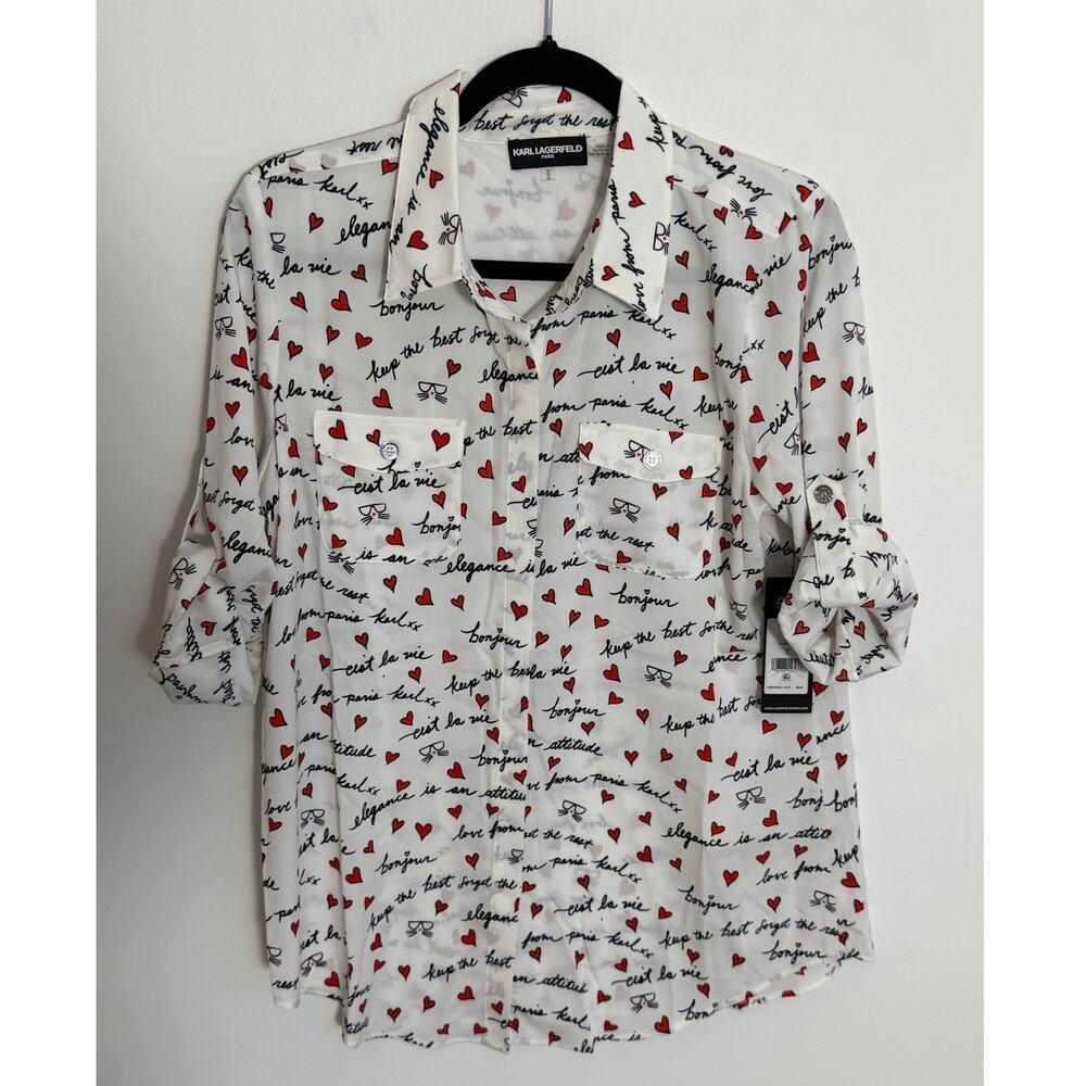 Karl Lagerfeld NWT Heart blouse Women's size medium